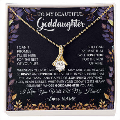 Alluring Beauty Necklace 18K Yellow Gold Finish | 1 | Personalized To My Beautiful Goddaughter Necklace From Godmother Promise Necklace Birthday Gift For Goddaughter Christmas Customized Gift Box Message Card | siriusteestore