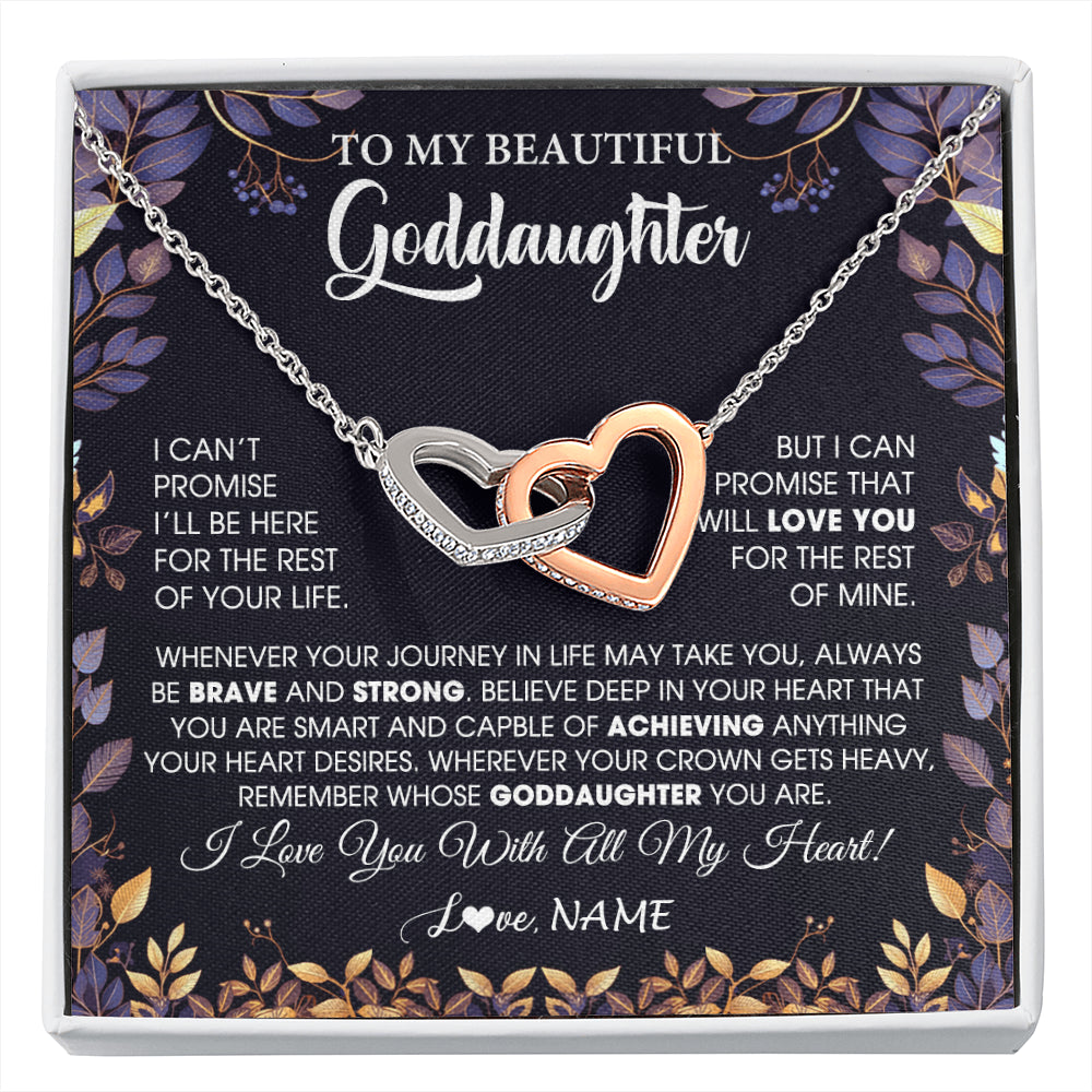 Interlocking Hearts Necklace Stainless Steel & Rose Gold Finish | 1 | Personalized To My Beautiful Goddaughter Necklace From Godmother Promise Necklace Birthday Gift For Goddaughter Christmas Customized Gift Box Message Card | siriusteestore