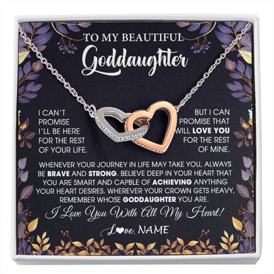 Interlocking Hearts Necklace Stainless Steel & Rose Gold Finish | 1 | Personalized To My Beautiful Goddaughter Necklace From Godmother Promise Necklace Birthday Gift For Goddaughter Christmas Customized Gift Box Message Card | siriusteestore