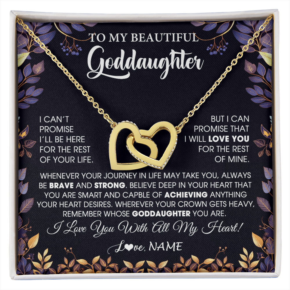Interlocking Hearts Necklace 18K Yellow Gold Finish | 1 | Personalized To My Beautiful Goddaughter Necklace From Godmother Promise Necklace Birthday Gift For Goddaughter Christmas Customized Gift Box Message Card | siriusteestore
