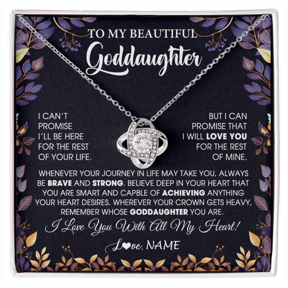 Love Knot Necklace 14K White Gold Finish | 1 | Personalized To My Beautiful Goddaughter Necklace From Godmother Promise Necklace Birthday Gift For Goddaughter Christmas Customized Gift Box Message Card | siriusteestore