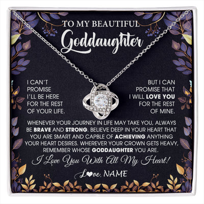 Love Knot Necklace 14K White Gold Finish | 1 | Personalized To My Beautiful Goddaughter Necklace From Godmother Promise Necklace Birthday Gift For Goddaughter Christmas Customized Gift Box Message Card | siriusteestore