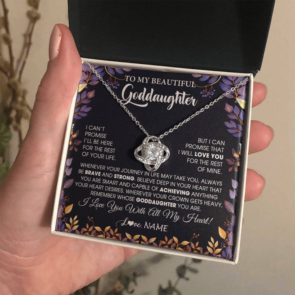 Love Knot Necklace 14K White Gold Finish | 2 | Personalized To My Beautiful Goddaughter Necklace From Godmother Promise Necklace Birthday Gift For Goddaughter Christmas Customized Gift Box Message Card | siriusteestore