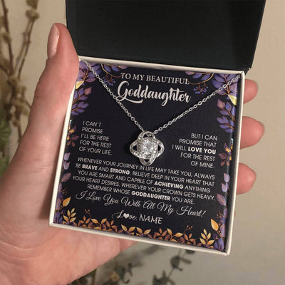 Love Knot Necklace 14K White Gold Finish | 2 | Personalized To My Beautiful Goddaughter Necklace From Godmother Promise Necklace Birthday Gift For Goddaughter Christmas Customized Gift Box Message Card | siriusteestore