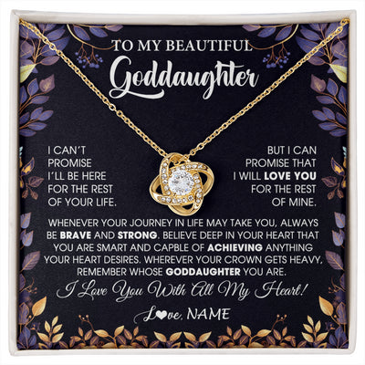 Love Knot Necklace 18K Yellow Gold Finish | 1 | Personalized To My Beautiful Goddaughter Necklace From Godmother Promise Necklace Birthday Gift For Goddaughter Christmas Customized Gift Box Message Card | siriusteestore