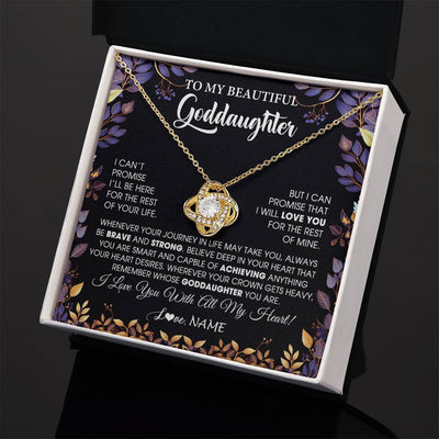 Love Knot Necklace 18K Yellow Gold Finish | 2 | Personalized To My Beautiful Goddaughter Necklace From Godmother Promise Necklace Birthday Gift For Goddaughter Christmas Customized Gift Box Message Card | siriusteestore