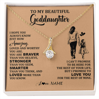 Alluring Beauty Necklace 18K Yellow Gold Finish | 1 | Personalized To My Beautiful Goddaughter Necklace From Godmother Promise To Love You Goddaughter Birthday Graduation Christmas Customized Gift Box Message Card | siriusteestore