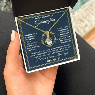 Alluring Beauty Necklace 18K Yellow Gold Finish | Personalized To My Beautiful Goddaughter Necklace From Godmother Someday Goddaughter Birthday Christmas Jewelry Charm Present Customized Gift Box Message Card | siriusteestore