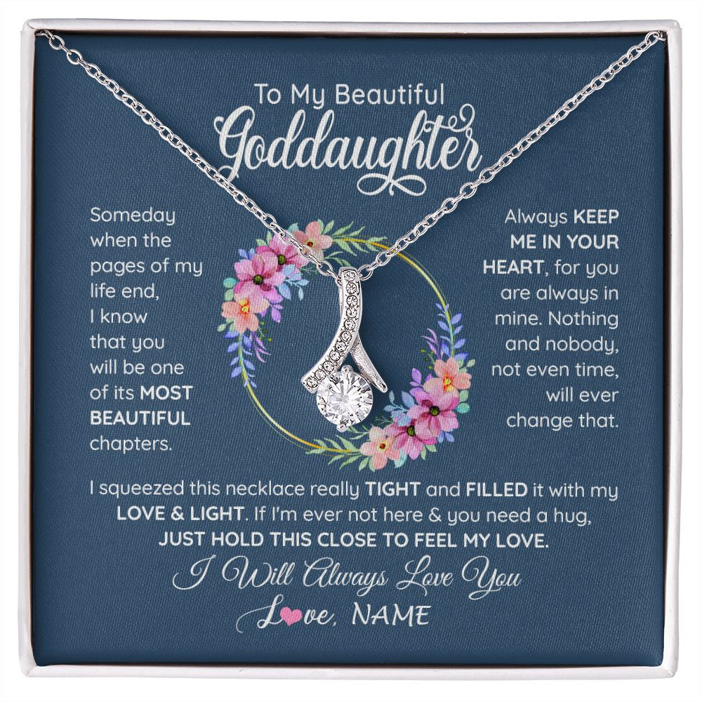 Alluring Beauty Necklace | Personalized To My Beautiful Goddaughter Necklace From Godmother Someday When The Pages Goddaughter Birthday Christmas Customized Gift Box Message Card | siriusteestore