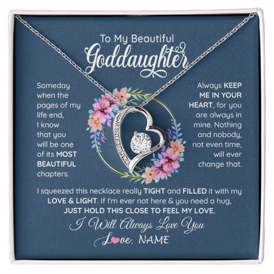 Forever Love Necklace | Personalized To My Beautiful Goddaughter Necklace From Godmother Someday When The Pages Goddaughter Birthday Christmas Customized Gift Box Message Card | siriusteestore