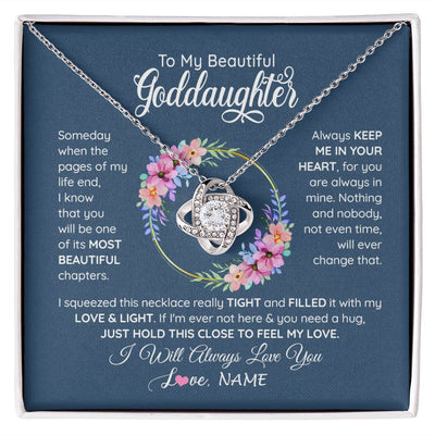 Love Knot Necklace | Personalized To My Beautiful Goddaughter Necklace From Godmother Someday When The Pages Goddaughter Birthday Christmas Customized Gift Box Message Card | siriusteestore