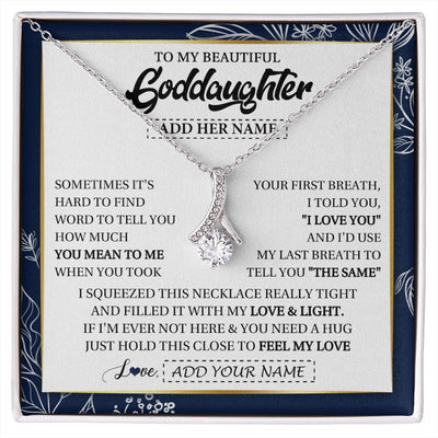 Alluring Beauty Necklace 14K White Gold Finish | 1 | Personalized To My Beautiful Goddaughter Necklace From Godmother Uncle Feel My Love Valentine Gifts For Goddaughter Birthday Christmas Gift Box Message Card | https://siriusteestore.
