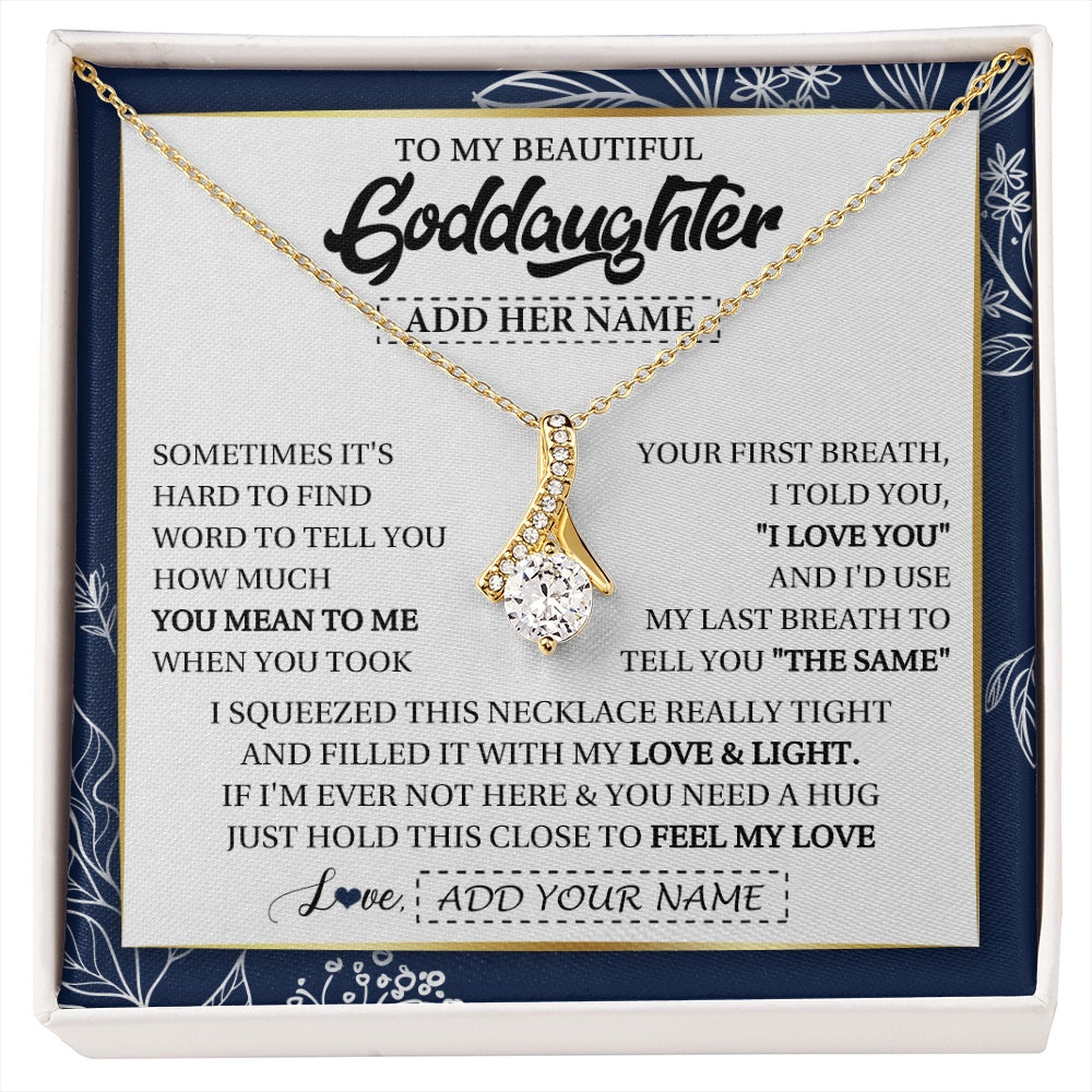 Alluring Beauty Necklace 18K Yellow Gold Finish | 1 | Personalized To My Beautiful Goddaughter Necklace From Godmother Uncle Feel My Love Valentine Gifts For Goddaughter Birthday Christmas Gift Box Message Card | https://siriusteestore.