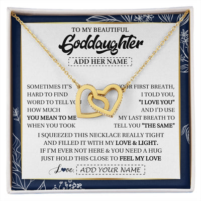 Interlocking Hearts Necklace 18K Yellow Gold Finish | 1 | Personalized To My Beautiful Goddaughter Necklace From Godmother Uncle Feel My Love Valentine Gifts For Goddaughter Birthday Christmas Gift Box Message Card | https://siriusteestore.
