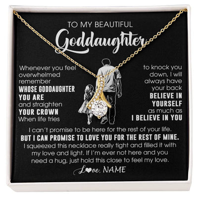 Alluring Beauty Necklace 18K Yellow Gold Finish | 1 | Personalized To My Beautiful Goddaughter Necklace From Uncle Believe In Yourself Goddaughter Birthday Gifts Jewelry Christmas Customized Message Card | siriusteestore