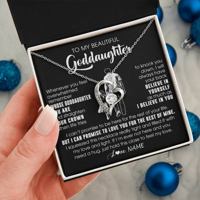 Forever Love Necklace 14K White Gold Finish | 2 | Personalized To My Beautiful Goddaughter Necklace From Uncle Believe In Yourself Goddaughter Birthday Gifts Jewelry Christmas Customized Message Card | siriusteestore