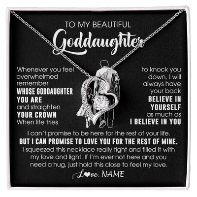 Forever Love Necklace 14K White Gold Finish | 1 | Personalized To My Beautiful Goddaughter Necklace From Uncle Believe In Yourself Goddaughter Birthday Gifts Jewelry Christmas Customized Message Card | siriusteestore