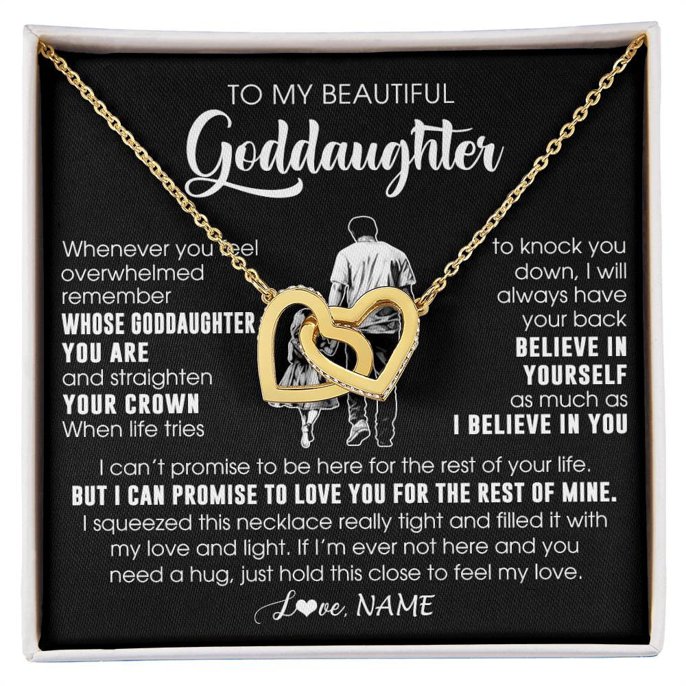 Interlocking Hearts Necklace 18K Yellow Gold Finish | 1 | Personalized To My Beautiful Goddaughter Necklace From Uncle Believe In Yourself Goddaughter Birthday Gifts Jewelry Christmas Customized Message Card | siriusteestore