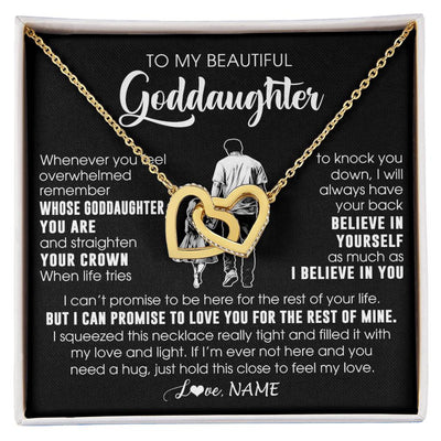 Interlocking Hearts Necklace 18K Yellow Gold Finish | 1 | Personalized To My Beautiful Goddaughter Necklace From Uncle Believe In Yourself Goddaughter Birthday Gifts Jewelry Christmas Customized Message Card | siriusteestore