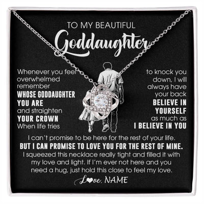Love Knot Necklace 14K White Gold Finish | 1 | Personalized To My Beautiful Goddaughter Necklace From Uncle Believe In Yourself Goddaughter Birthday Gifts Jewelry Christmas Customized Message Card | siriusteestore