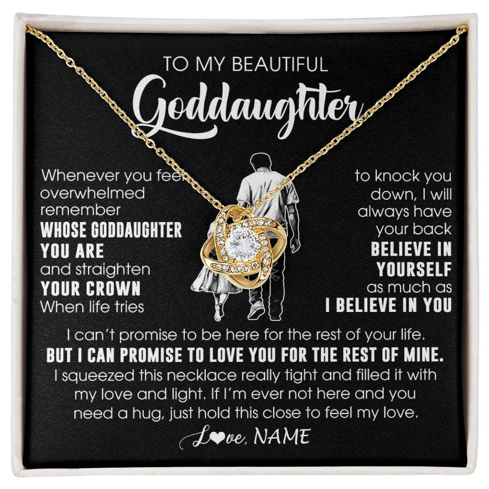 Love Knot Necklace 18K Yellow Gold Finish | 1 | Personalized To My Beautiful Goddaughter Necklace From Uncle Believe In Yourself Goddaughter Birthday Gifts Jewelry Christmas Customized Message Card | siriusteestore