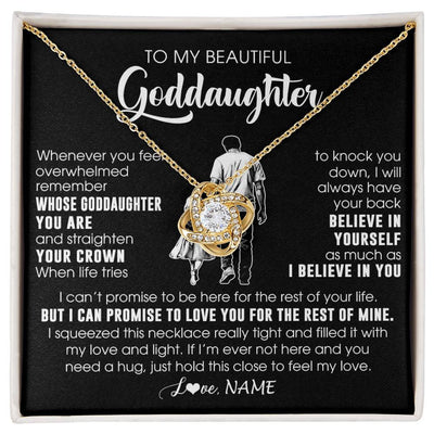 Love Knot Necklace 18K Yellow Gold Finish | 1 | Personalized To My Beautiful Goddaughter Necklace From Uncle Believe In Yourself Goddaughter Birthday Gifts Jewelry Christmas Customized Message Card | siriusteestore