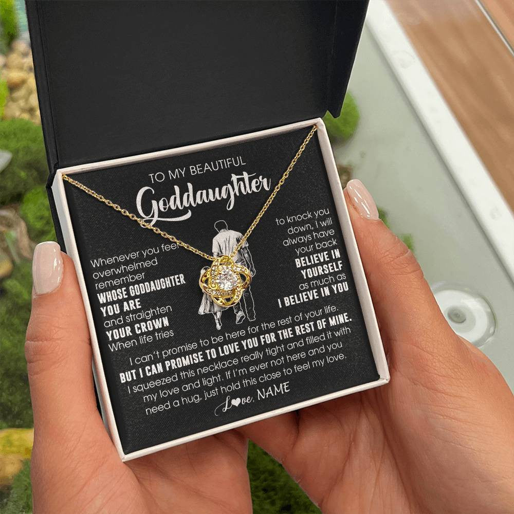 Love Knot Necklace 18K Yellow Gold Finish | 2 | Personalized To My Beautiful Goddaughter Necklace From Uncle Believe In Yourself Goddaughter Birthday Gifts Jewelry Christmas Customized Message Card | siriusteestore