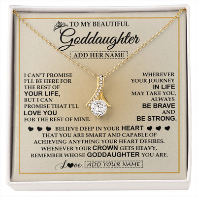 Alluring Beauty Necklace 18K Yellow Gold Finish | 1 | Personalized To My Beautiful Goddaughter Necklace Jewelry Present For Women Goddaughter Birthday Mother's Day Wedding Day Christmas Gift Box Message Card | siriusteestore