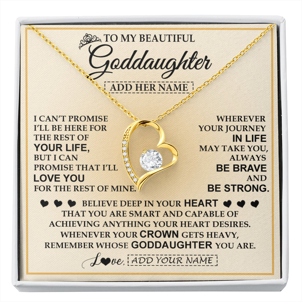 Forever Love Necklace 18K Yellow Gold Finish | 1 | Personalized To My Beautiful Goddaughter Necklace Jewelry Present For Women Goddaughter Birthday Mother's Day Wedding Day Christmas Gift Box Message Card | siriusteestore