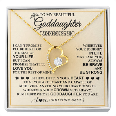 Forever Love Necklace 18K Yellow Gold Finish | 1 | Personalized To My Beautiful Goddaughter Necklace Jewelry Present For Women Goddaughter Birthday Mother's Day Wedding Day Christmas Gift Box Message Card | siriusteestore