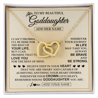 Interlocking Hearts Necklace 18K Yellow Gold Finish | 1 | Personalized To My Beautiful Goddaughter Necklace Jewelry Present For Women Goddaughter Birthday Mother's Day Wedding Day Christmas Gift Box Message Card | siriusteestore