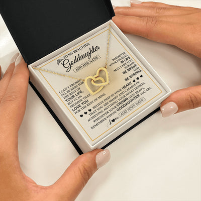 Interlocking Hearts Necklace 18K Yellow Gold Finish | 2 | Personalized To My Beautiful Goddaughter Necklace Jewelry Present For Women Goddaughter Birthday Mother's Day Wedding Day Christmas Gift Box Message Card | siriusteestore