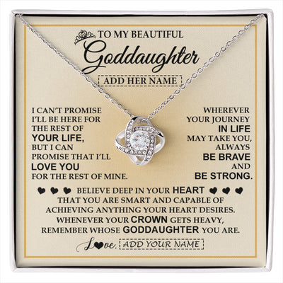 Love Knot Necklace 14K White Gold Finish | 1 | Personalized To My Beautiful Goddaughter Necklace Jewelry Present For Women Goddaughter Birthday Mother's Day Wedding Day Christmas Gift Box Message Card | siriusteestore
