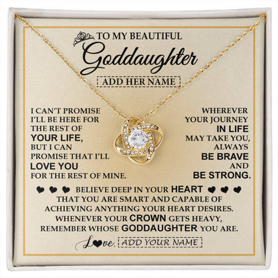 Love Knot Necklace 18K Yellow Gold Finish | 1 | Personalized To My Beautiful Goddaughter Necklace Jewelry Present For Women Goddaughter Birthday Mother's Day Wedding Day Christmas Gift Box Message Card | siriusteestore
