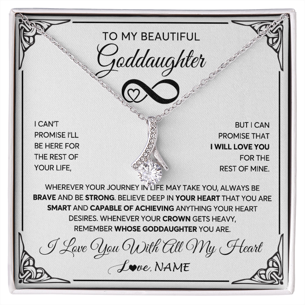 Alluring Beauty Necklace 14K White Gold Finish | 1 | Personalized To My Beautiful Goddaughter Necklace Women Girls From Aunt Uncle Love You Goddaughter Birthday Christmas Customized Gift Box Message Card | siriusteestore