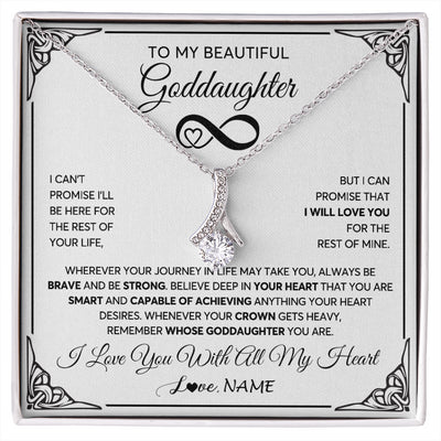 Alluring Beauty Necklace 14K White Gold Finish | 1 | Personalized To My Beautiful Goddaughter Necklace Women Girls From Aunt Uncle Love You Goddaughter Birthday Christmas Customized Gift Box Message Card | siriusteestore