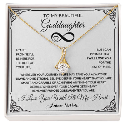Alluring Beauty Necklace 18K Yellow Gold Finish | 1 | Personalized To My Beautiful Goddaughter Necklace Women Girls From Aunt Uncle Love You Goddaughter Birthday Christmas Customized Gift Box Message Card | siriusteestore