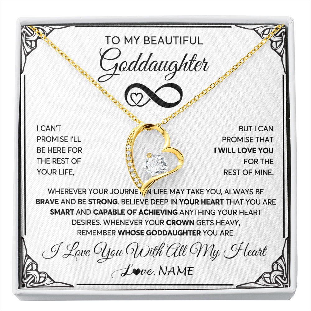 Forever Love Necklace 18K Yellow Gold Finish | 1 | Personalized To My Beautiful Goddaughter Necklace Women Girls From Aunt Uncle Love You Goddaughter Birthday Christmas Customized Gift Box Message Card | siriusteestore