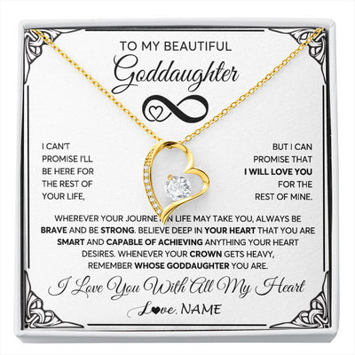 Forever Love Necklace 18K Yellow Gold Finish | 1 | Personalized To My Beautiful Goddaughter Necklace Women Girls From Aunt Uncle Love You Goddaughter Birthday Christmas Customized Gift Box Message Card | siriusteestore