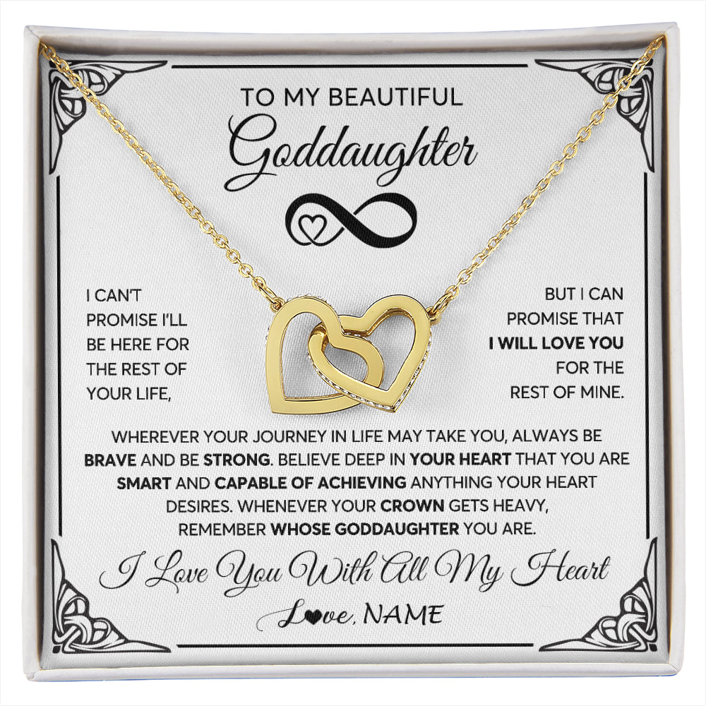 Interlocking Hearts Necklace 18K Yellow Gold Finish | 1 | Personalized To My Beautiful Goddaughter Necklace Women Girls From Aunt Uncle Love You Goddaughter Birthday Christmas Customized Gift Box Message Card | siriusteestore