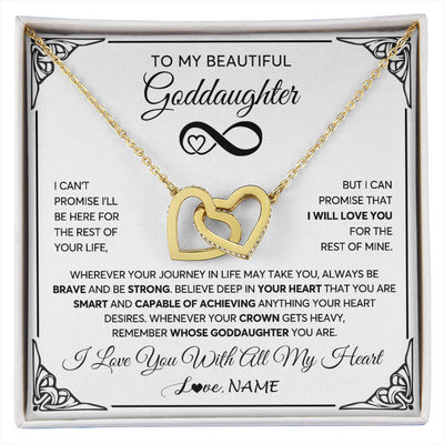 Interlocking Hearts Necklace 18K Yellow Gold Finish | 1 | Personalized To My Beautiful Goddaughter Necklace Women Girls From Aunt Uncle Love You Goddaughter Birthday Christmas Customized Gift Box Message Card | siriusteestore