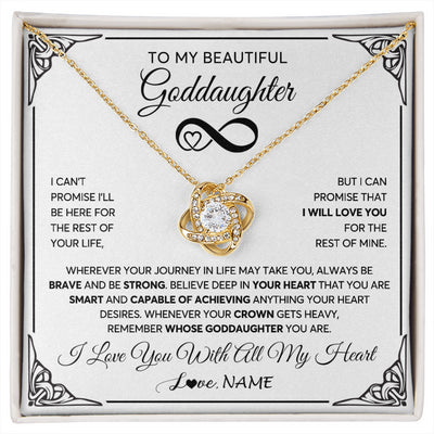 Love Knot Necklace 18K Yellow Gold Finish | 1 | Personalized To My Beautiful Goddaughter Necklace Women Girls From Aunt Uncle Love You Goddaughter Birthday Christmas Customized Gift Box Message Card | siriusteestore