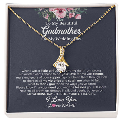 Alluring Beauty Necklace 18K Yellow Gold Finish | 1 | Personalized To My Beautiful Godmother On My Wedding Day Necklace From Goddaughter Little Girl Godmother Of Bride Wedding Day Customized Gift Box Message Card | siriusteestore