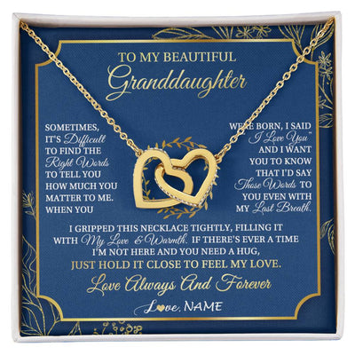 Interlocking Hearts Necklace 18K Yellow Gold Finish | 1 | Personalized To My Beautiful Granddaughter From Grandma I Gripped This Necklace Granddaughter Jewelry Birthday Christmas Customized Gift Box Message Card | siriusteestore