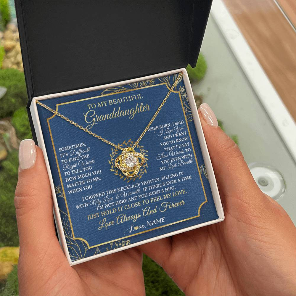 Love Knot Necklace 18K Yellow Gold Finish | 2 | Personalized To My Beautiful Granddaughter From Grandma I Gripped This Necklace Granddaughter Jewelry Birthday Christmas Customized Gift Box Message Card | siriusteestore