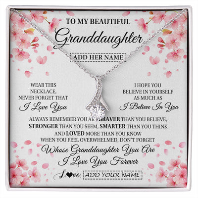 Alluring Beauty Necklace 14K White Gold Finish | 1 | Personalized To My Beautiful Granddaughter From Granparents Necklace Never Forget Birthday Gifts For Granddaughter Gift Christmas Gift Box Message Card | siriusteestore.myshopify