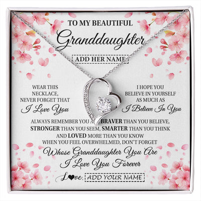 Forever Love Necklace 14K White Gold Finish | 1 | Personalized To My Beautiful Granddaughter From Granparents Necklace Never Forget Birthday Gifts For Granddaughter Gift Christmas Gift Box Message Card | siriusteestore.myshopify