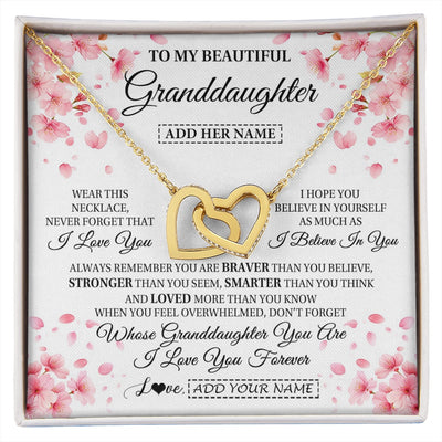 Interlocking Hearts Necklace 18K Yellow Gold Finish | 1 | Personalized To My Beautiful Granddaughter From Granparents Necklace Never Forget Birthday Gifts For Granddaughter Gift Christmas Gift Box Message Card | siriusteestore.myshopify