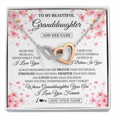 Interlocking Hearts Necklace Stainless Steel & Rose Gold Finish | 1 | Personalized To My Beautiful Granddaughter From Granparents Necklace Never Forget Birthday Gifts For Granddaughter Gift Christmas Gift Box Message Card | siriusteestore.myshopify