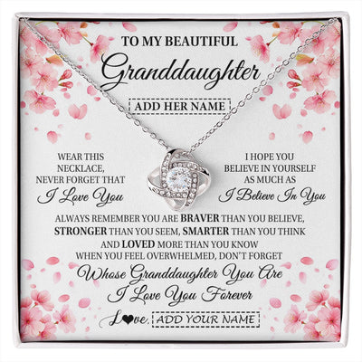 Love Knot Necklace 14K White Gold Finish | 1 | Personalized To My Beautiful Granddaughter From Granparents Necklace Never Forget Birthday Gifts For Granddaughter Gift Christmas Gift Box Message Card | siriusteestore.myshopify